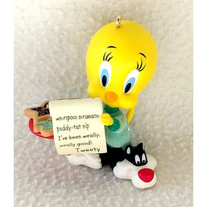2007 Hallmark Keepsake Chwistmas List Tweety Looney Tunes Sylvester Ornament